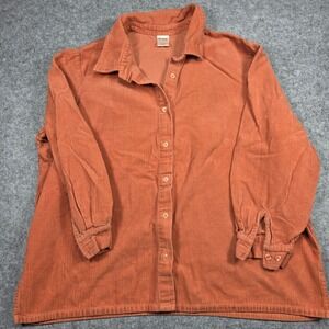 Blair Shirt Women 2XL Orange Long Sleeve Solid Corduroy Medium Wash